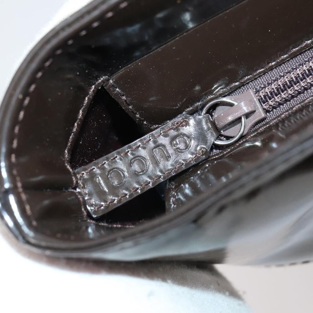 GUCCI Hand Bag Patent leather 2way Brown Auth ep11132 - Picture 10 of 16